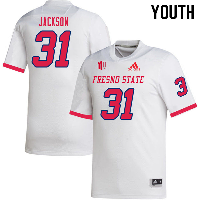 Youth #31 Phoenix Jackson Fresno State Bulldogs College Football Jerseys Sale-White